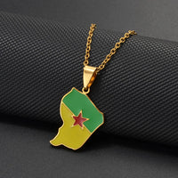 Anniyo French Guiana Map Pendant Necklaces Stainless Steel Guyane Jewelry #004562