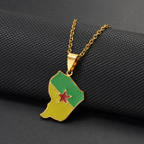 Anniyo French Guiana Map Pendant Necklaces Stainless Steel Guyane Jewelry #004562