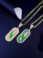 1 Piece 14K Gold Plated Green St. Jude San Juads Pendant Women's Necklace Religious Jewelry