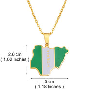 Anniyo 3CM Nigeria Map Flag Pendant Necklaces Nigerian Maps Jewelry National Day Gifts @120762
