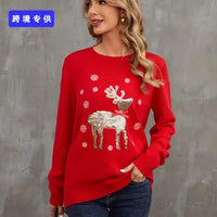 2025New Sweater Christmas Gift Sweater European and American Autumn and Winter Lazy Style Pullover Knitted Sweater