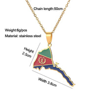 Charm Eritrea Map Flag Pendant Thin Necklaces for Women Girls Silver Color/Gold Jewelry African Map of Eritrean Ethnic Gifts