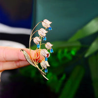 Autumn New Korean Elegant and Fashionable Clock Orchid brooch Creative Personalized Flower Clothing Pin Accessories for Women