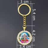 Shiva Nataraja Keychain Buddhist Jewelry Lakshmi Goddess Rhinestone Pendant Hinduism Amulet Keyring Gift