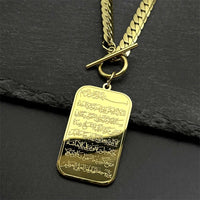 Islam Quran Muslim Pendant Necklace for Women Men Stainless Steel Gold Color Geometric Arabic Medal Amulet Chain Jewelry Gift
