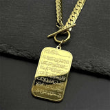 Islam Quran Muslim Pendant Necklace for Women Men Stainless Steel Gold Color Geometric Arabic Medal Amulet Chain Jewelry Gift