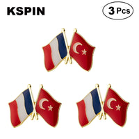 France & Pakistan Flag Lapel Pin Friendship Flag Badge Flag pin 3pcs A Lot