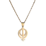 Stainless Steel Sikhism Necklace Pendant Sikh Khanda Jewelry Gold Color Sikhs Necklaces India Pakistan Malaysia Religious