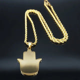 2024 New fashion ancient Fatima Hands Yoga pendant necklace temperament everything with stainless steel collarbone chain for men
