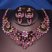 Fashion Crystal Rhinestine Necklace Earring Sets Wedding Hair Accessories For Women Bride