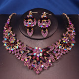 Fashion Crystal Rhinestine Necklace Earring Sets Wedding Hair Accessories For Women Bride