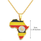 3CM Hip-Hop Africa Map Pendant Necklaces Stainless Steel Jewelry Kenya Mali Senegal Somalia Ghana Sierra Leone Liberia #350221