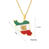Fashion famous style Iran map pendant necklace Drop oil geometric men's and women's stainless steel neckline pendant collarbone