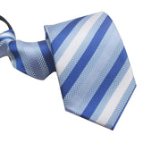Zipper Ties For Men Women Striped Mens Tie For Business Wedding Skinny Neck Tie Casual Slim Blue deep Light navy blue Necktie