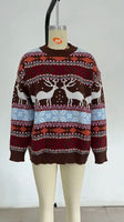 Y2k Style 2025 Winter Women Christmas Sweaters Allover Print Oversized Jumpers Full Sleeve Knitwear Warm Thick Knit Pullover Top