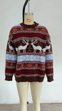 Y2k Style 2025 Winter Women Christmas Sweaters Allover Print Oversized Jumpers Full Sleeve Knitwear Warm Thick Knit Pullover Top