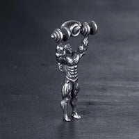 FIREBROS 2025 New Stainless Steel Vintage Gym Fitness Dumbbel Pendant Necklace Men Women Hiphop Rock Jewelry Gift Dropshipping