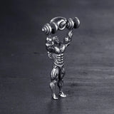 FIREBROS 2025 New Stainless Steel Vintage Gym Fitness Dumbbel Pendant Necklace Men Women Hiphop Rock Jewelry Gift Dropshipping