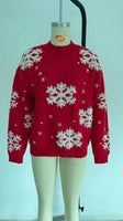 Christmas 2025 Women's Knitted Sweater Snowflake Warm Thicken Jacquard Jumper Oversized Knitwear Full Sleeve Pullovers Xmas Look