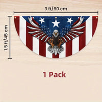 4th of July Party Banner Independence Day Decoration Banner Patriotic God Bless America Non-Pleated Fan Flag Indoor and Outdoor