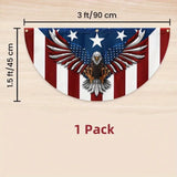 4th of July Party Banner Independence Day Decoration Banner Patriotic God Bless America Non-Pleated Fan Flag Indoor and Outdoor