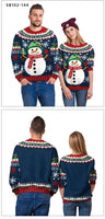 2024 Christmas Couples Sweatshirts Snowman Christmas Tree Pattern Costume Pullovers Winter Jumpers Warm Thicken Streetwear