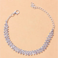 2pcs Shining Cubic Zirconia Chain Anklet for Women Fashion Silver Color Ankle Bracelet Barefoot Sandals Foot Jewelry