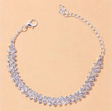 2pcs Shining Cubic Zirconia Chain Anklet for Women Fashion Silver Color Ankle Bracelet Barefoot Sandals Foot Jewelry