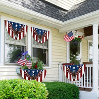 4th of July Party Banner Independence Day Decoration Banner Patriotic God Bless America Non-Pleated Fan Flag Indoor and Outdoor