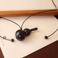Minar Cute Lovely Brown Black Color Wood Flagon Long Pendant Necklaces Adjustable Rope Chain Chokers for Women Birthday Gift
