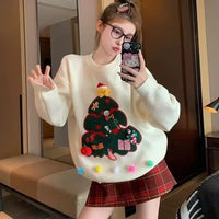 Round Neck Christmas Sweater for Women 2025 New Winter Lazy Heavy Industry Knitted Sweater