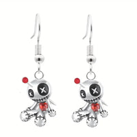 Halloween Curse Doll Necklace Earring for Women Creative Cartoon Gothic Red Heart Doll Jewelry Accessories Halloween Party Gifts