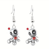 Halloween Curse Doll Necklace Earring for Women Creative Cartoon Gothic Red Heart Doll Jewelry Accessories Halloween Party Gifts