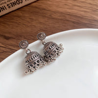 Mediaeval Retro Bell Hollowed Tassel Earrings Round Carved Drop Earring Temperament Dedicate Hanging Decor Ethnic Style Jewelry