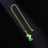 2024 new fashion stainless steel French Guiana map flag pendant necklace temperament everything collarbone chain birthday annive