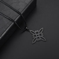 Exquisite Stainless Steel Pattern Witch Knot Pendant Necklace Celtic Knot Lucky Jewelry Christmas Gift for Friends and Family