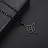 Exquisite Stainless Steel Pattern Witch Knot Pendant Necklace Celtic Knot Lucky Jewelry Christmas Gift for Friends and Family