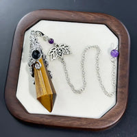 Silver Color 12 Faceted Natural Stone Crystal Pendant Pendulum for Divination 100% Clear Quartz Amethysts Pendulums Pendulo X334