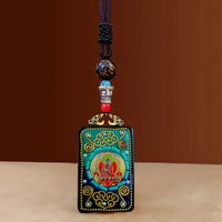 Nepal Tangka Pendant Male Green Tara Manjushri Bodhisattva Black Sandalwood Buddha Sign Vintage Necklace Sweater Chain Jewelry