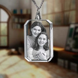 3D Crystal Photo Custom Necklace Rectangle,Customized Gift for Father,Men,Women,Him,Her,Personalized Gifts With Your Own Photo