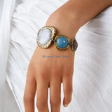 U90E Novel Trend Exaggerated Geometric Metal Stone Bracelet Temperament Bracelet