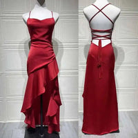 Sexy Satin Club Evening Party Dresses 2025 Summer Women Clothing Elegant Ruffle Irregular Backless Bandage Long Maxi Dress