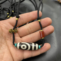 Black And White Dzi Clavicle Tibetan Old Agate Necklace Sweater Chain