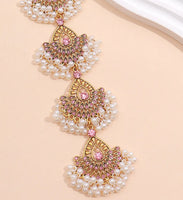 Vintage Hollow Hair Accessories For Women Crystal Stone Simulated Pearl Beads Tassel Head Chain Ethnic Style Women's Accesories