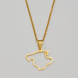 Anniyo Outline Spain Mallorca Map Pendant Necklaces Stainless Steel Spanish Jewelry #502562