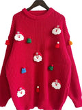 Handmade Decorative Christmas Sweaters Women Fashion Cute O Neck Long Sleeve Knitted Pullover Sweater Female Autumn Winter New