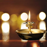Ghee Lamp Holder Golden Cup Tibetan Oil Lamp Holder Flower Shape Tea Light Candle Holder Stand for Party Wedding Decoration