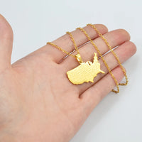 Anniyo American Map With State Name Pendant Necklaces for Women Men United States Map Jewelry USA #323901