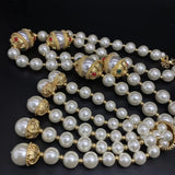 Luxury Vintage Baroque long pearl fringe necklace French delicate elegant colorful rhinestones wedding party jewelry accessories