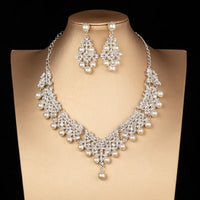 Hot Selling New Arrival  Women Fashion Jewelry Set Wedding Bridal Crystal Necklace Earrings Set